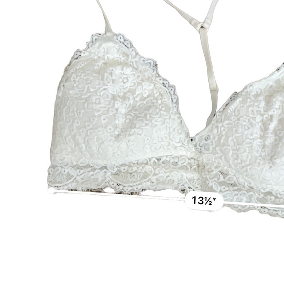 AERIE White Lace Racerback Boho Lounge Triangle Bra - Picture 7 of 9